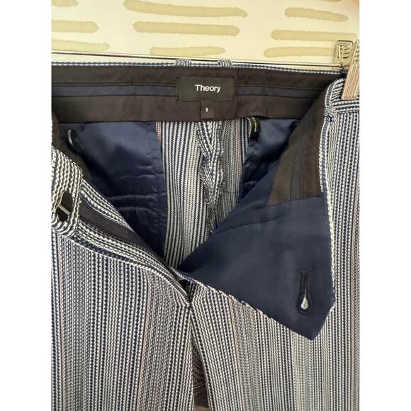 THEORY Women’s Size 8 Demitra 2 Eldora Stripe Flare Wool Pants - Picture 8 of 10